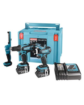 Makita DK1897X combiset 3-delig - 18V 3,0Ah + Mbox