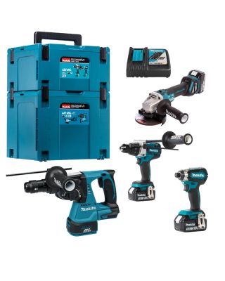 Makita DLX4104TJ1 combiset 4-delig - 3x 18V 5,0Ah + Mbox