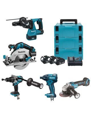 Makita DLX5017MJ combiset 5-delig - 3x 18V 4,0Ah + Mbox