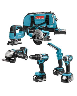 Makita DLX6064T combiset 6-delig - 3x 18V 5,0Ah + tas