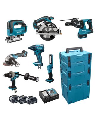 Makita DLX7200J combiset 7-delig - 3x 18V 5,0Ah + Mbox