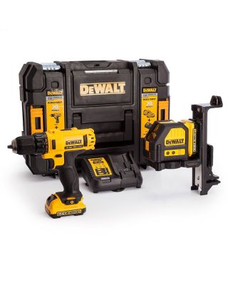 DeWALT DCK215D2T 10,8V accuboormachine + kruislijnlaser set met TSTAK koffer
