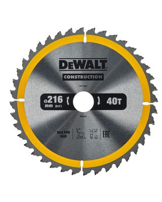 DeWALT DT1953 construction cirkelzaagblad 216 x 30 mm 40T