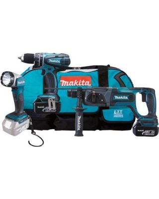 Makita DK18050 18v accu combopack met DHP456Z DHR202Z BML184 2 x 3.0Ah