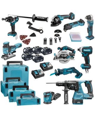 Makita DLX1009TJX1 combiset 10-delig - 18V 5,0Ah + Mbox