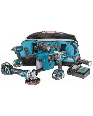 Makita DLX4079TV1 18V comboset accu 4 delig met 3 x 5.0Ah accu's in tas 