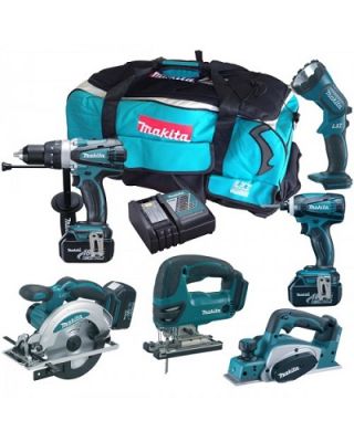 Makita DK18064 combiset 6-delig - 18V 3,0Ah + tas