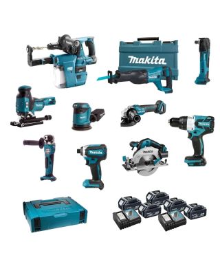 Makita DLX1010TJ1 combiset 10-delig 18V 5,0Ah + Mbox koffers