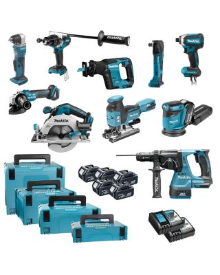 Makita DLX1012TJ1 combiset 10-delig - 18V 5,0Ah + koffers
