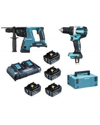 Makita DLX2193PTJ 18V accu boormachine + accu combihamer in Mbox