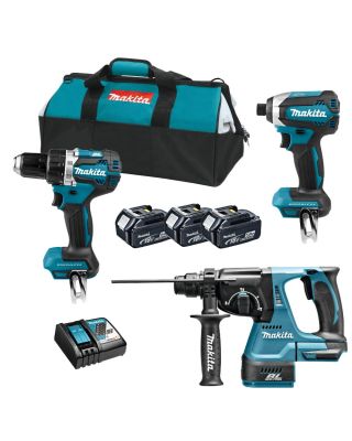 Makita DLX3106TV1 combiset 3-delig - 18V 5,0Ah + tas
