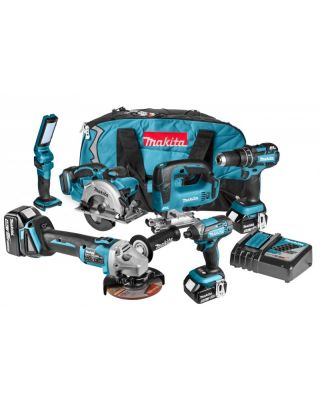Makita DLX6042T combiset 6-delig - 18V 5,0Ah + tas