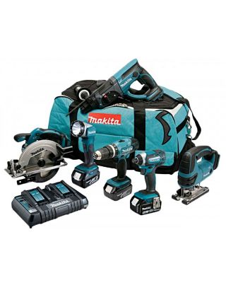 Makita DLX6068PT combiset 6-delig - 18V 5,0Ah + tas