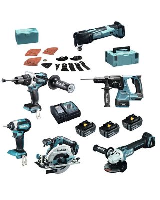 Makita DLX6078TJ1 combiset 6-delig - 18V 5,0Ah + Mbox koffers