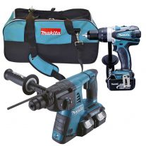 Makita DLX2082M accu sds-plus combiboorhamer DHR264 & klop-boormachine DHP458 combiset 18V Li-Ion 3x 4.0Ah accu's