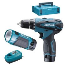 Makita DF330DWLE 10.8V Li-Ion accu schroef- boormachine set + lamp 