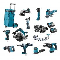 Makita DLX1108TJ2 combiset 11-delig 18V 5,0Ah + Mbox en trolley