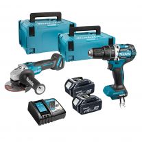 Makita DLX2179TJ1 set klopboor en haakse slijper 18V 5,0Ah