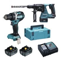 Makita DLX2191TJ 18V accu boormachine + accu combihamer in Mbox