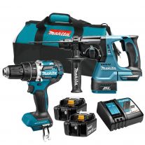 Makita DLX2204TX3 set accuklopboor en combihamer - 18V 5,0Ah + tas
