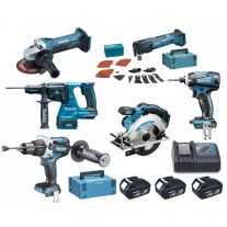 Makita DLX6020MJ combiset 6-delig - 18V 4,0Ah + Mbox koffers