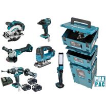 Makita DLX7100J combiset 6-delig - 18V 5,0Ah + Mbox koffers