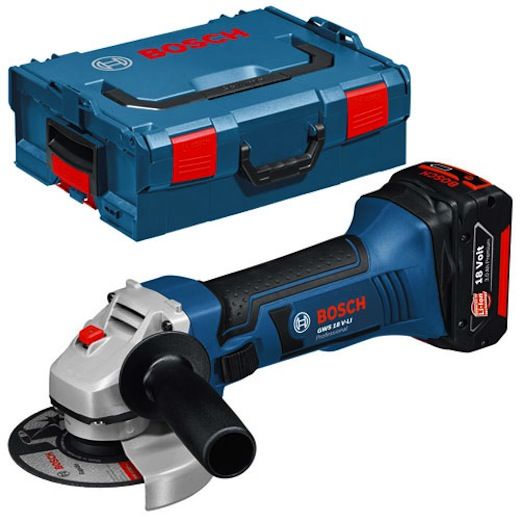 Bosch GWS 18V-Li accu haakse slijper 115 mm 18V 3,0Ah + L-Boxx koffer