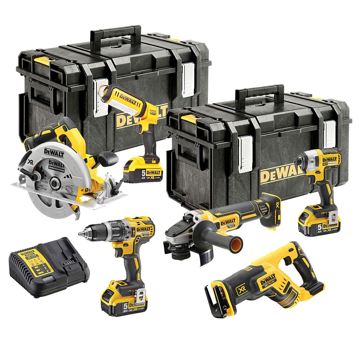 DeWALT DCK623P3 combiset 6-delig - 3x 18V 5,0Ah + DS300 koffers