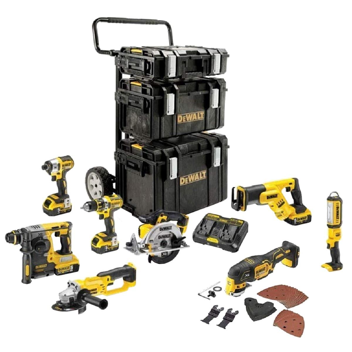 DeWALT DCK897P4 combiset 8-delig - 4x 18V 5,0Ah + ToughSystem en trolley