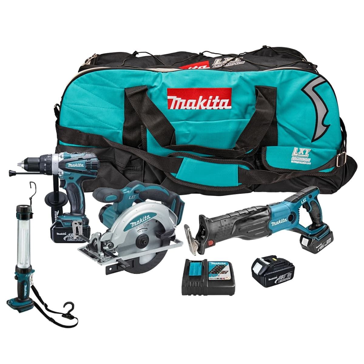 Makita DK18007 combiset 4-delig 3x 18V 3,0Ah + tas