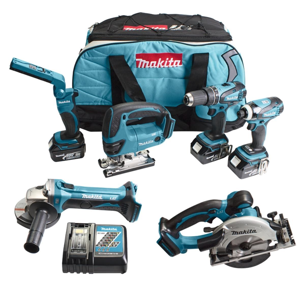 Makita DK18042 combiset 6-delig - 3x 18V 3,0Ah + tas