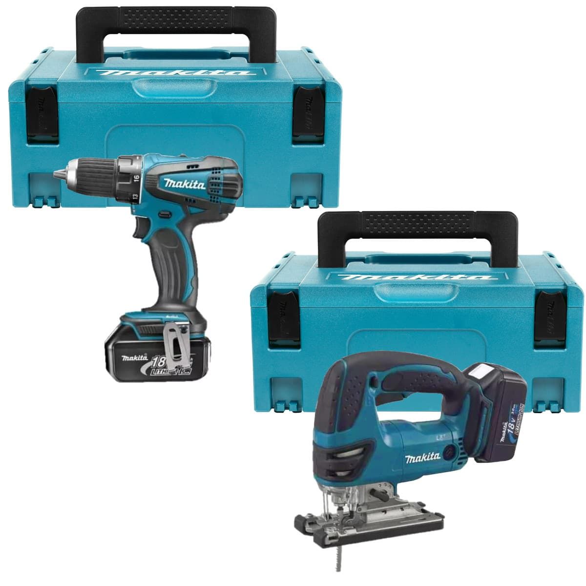 Makita DLX18003J combiset 2-delig - 2x 18V 3,0Ah + Mbox