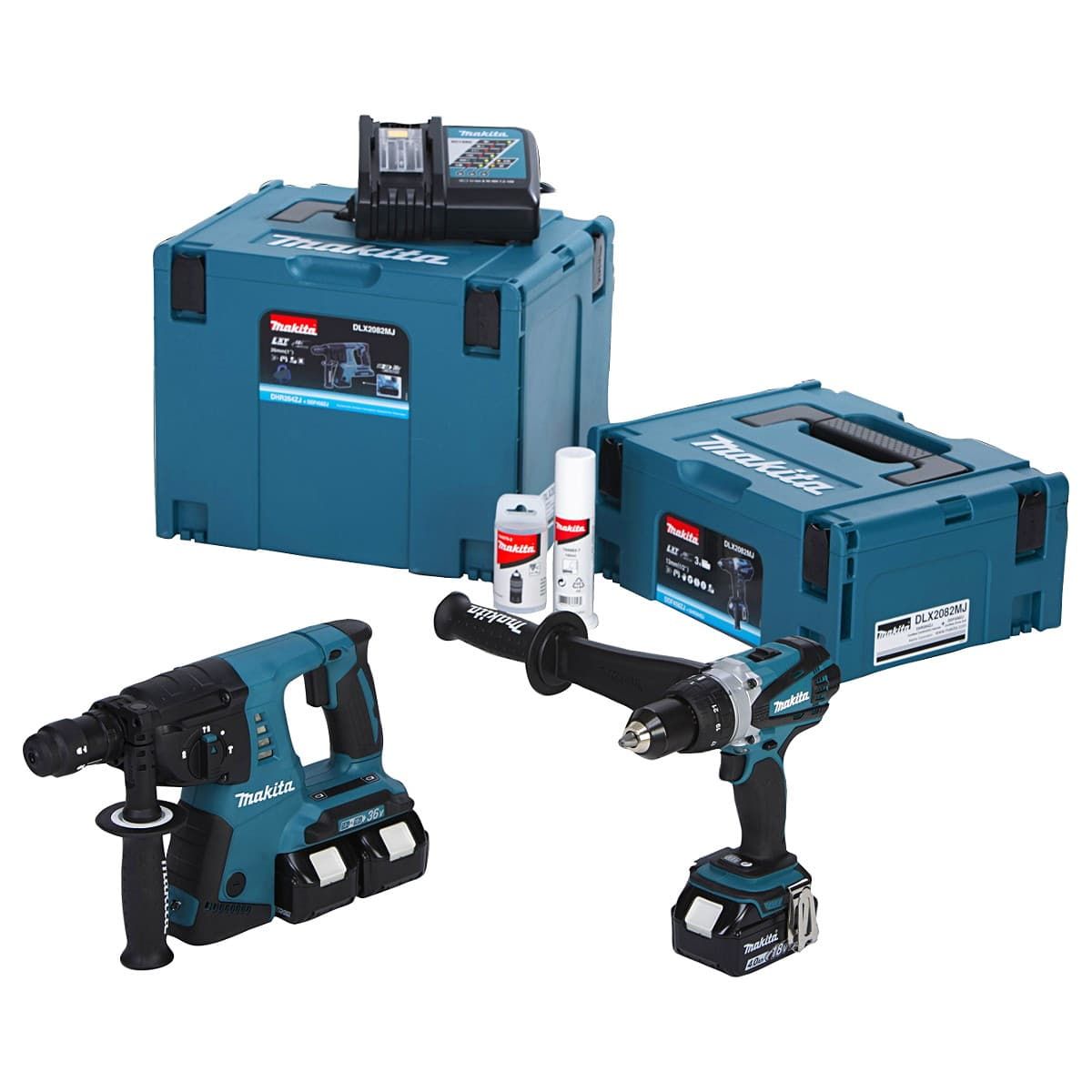 Makita DLX2082MJ combiset 2-delig - 3x 18V 4,0Ah + Mbox