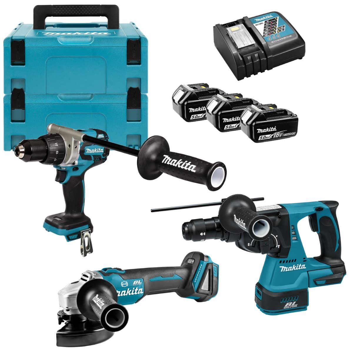 Makita DLX3092TJ combiset 3-delig - 3x 18V 5,0Ah + Mbox