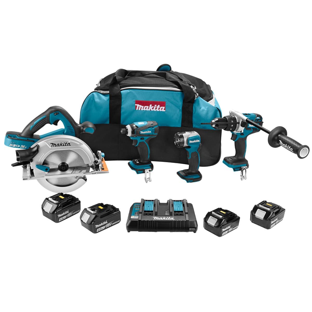 Makita DLX4043PM combiset 4-delig - 4x 18V 4,0Ah + tas