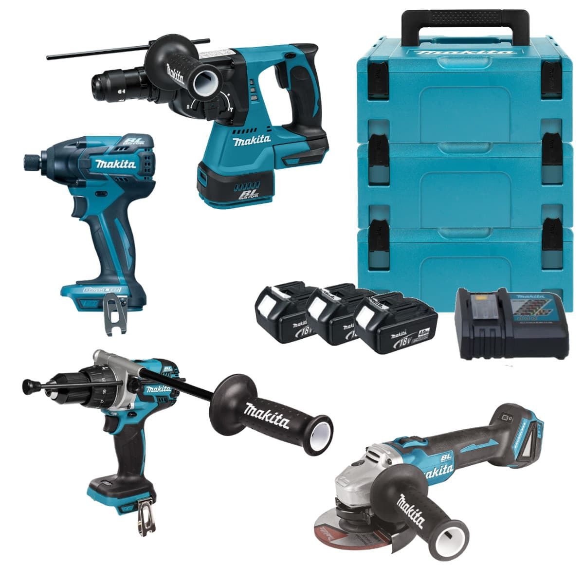 Makita DLX4050MJ combiset 4-delig - 3x 18V 4,0Ah + Mbox