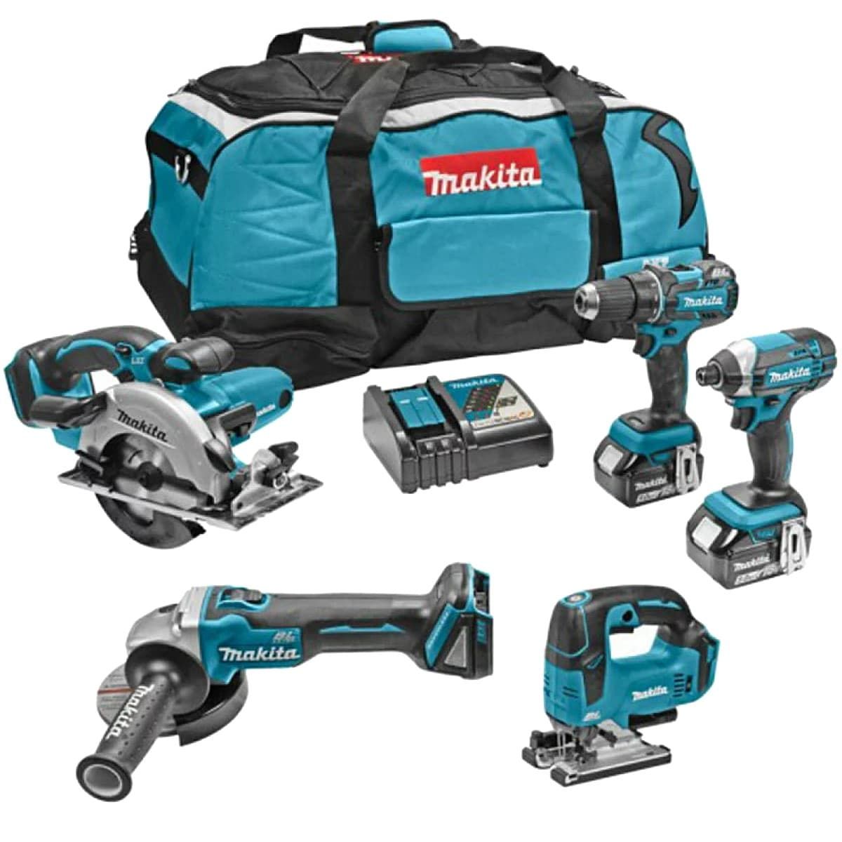Makita DLX5020T combiset 5-delig - 2x 18V 5,0Ah + tas
