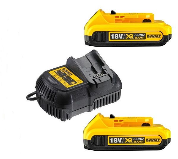 DeWALT DCB105 acculader + 2x DCB183 accu 18V 2,0Ah