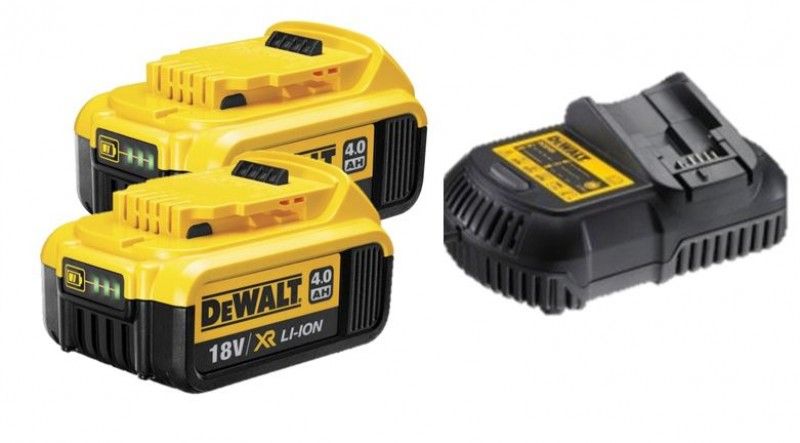 DeWALT DCB105 acculader + 2x DCB182 accu 18V 4,0Ah