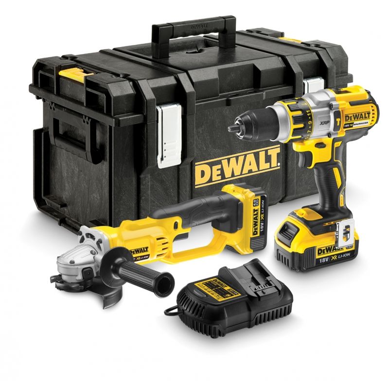 Dewalt DCK256M2 XR 18V Li-Ion accu klopboormachine en haakse slijper set met 2x 4.0Ah accu's -ds300 koffer 