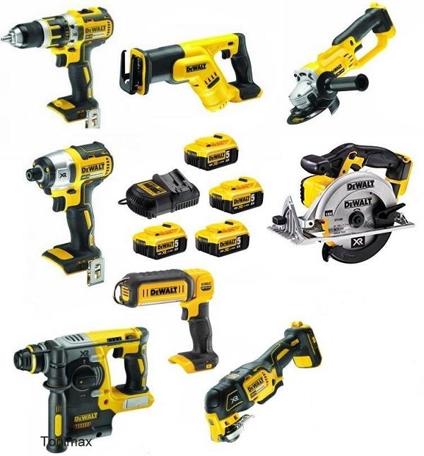 DeWALT DCK897P4 combiset 8-delig excl. koffers - 4x 18V 5,0Ah