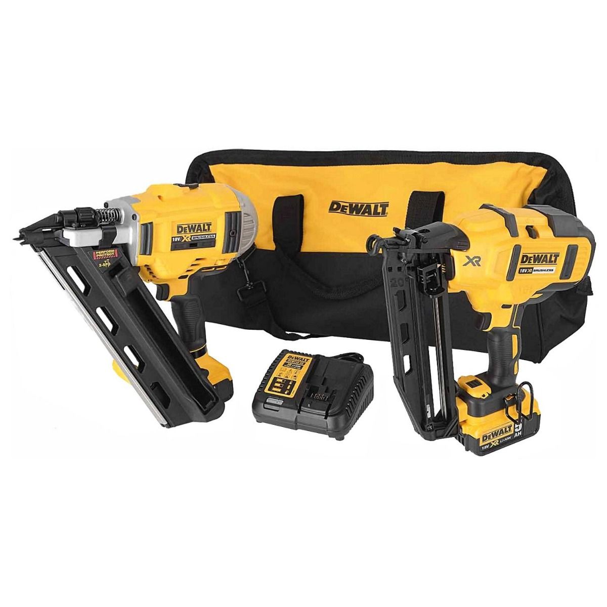DeWALT DCK2046P2 set accu afwerk- en stripnageltacker 18V 5,0Ah + tas