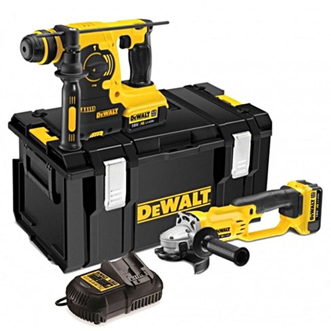 DeWALT DCK271M2 set met 18v accu combihamer + haakse slijper + koffer