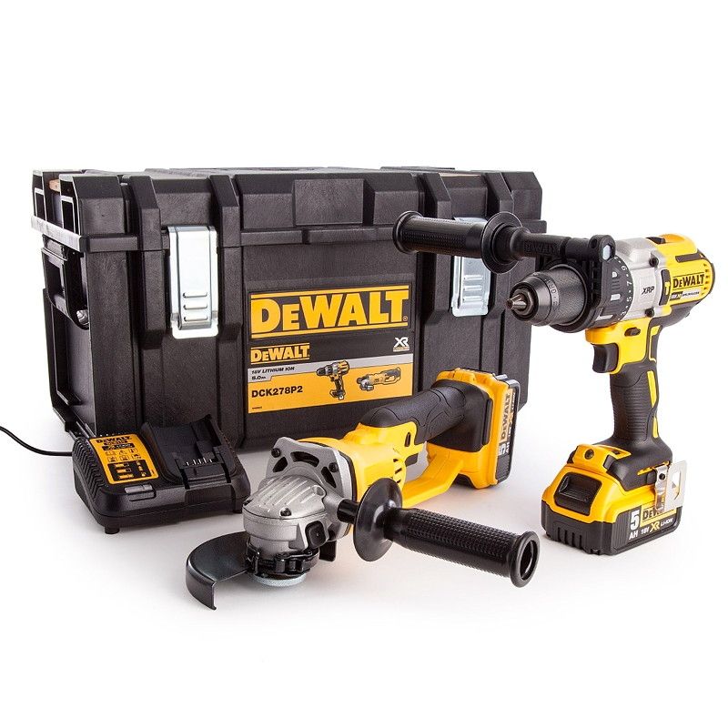 DeWALT DCK278P2 set accuklopboor + haakse slijper - 18V 5,0Ah + ToughSystem