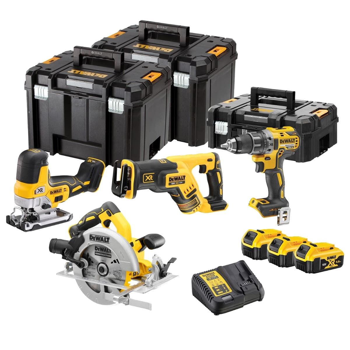 DeWALT DCK480P3T combiset 4-delig 18V 5,0Ah + TSTAK
