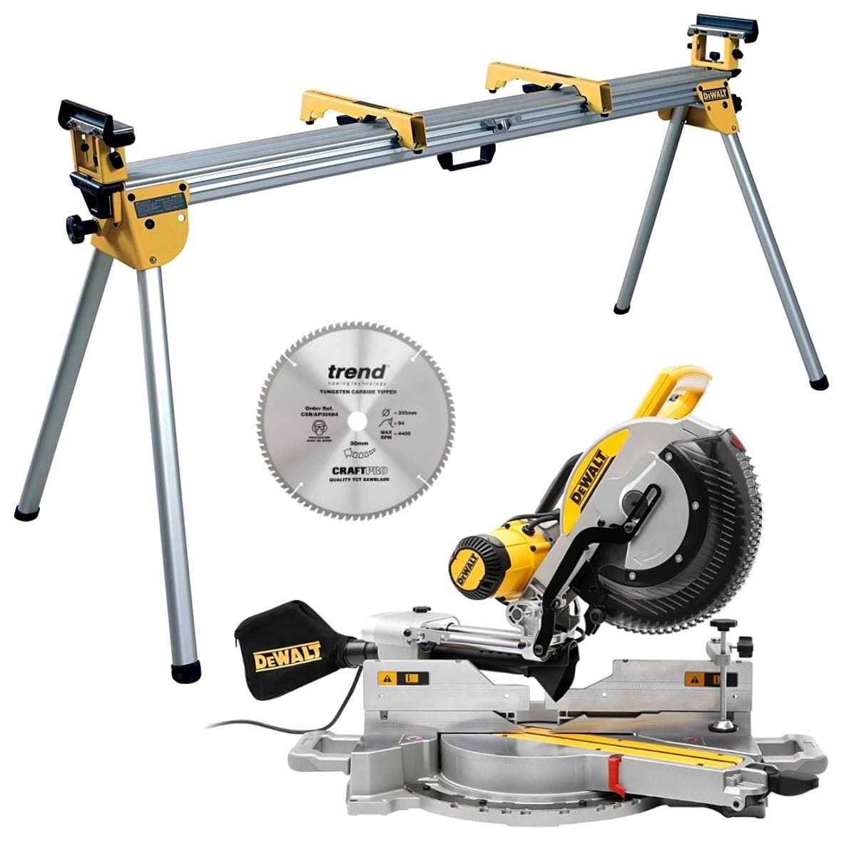 DeWALT DWS780 afkortzaag 305 mm 1675W + DE7023 onderstel en zaagblad