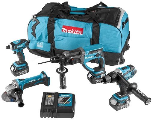Makita DK18043 4-delige accu combiset 18v met 3 accu's 3.0Ah 