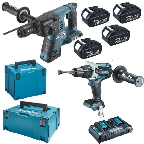 Makita DLX2101PMJ combiset 2-delig - 4x 18V 4,0Ah + Mbox