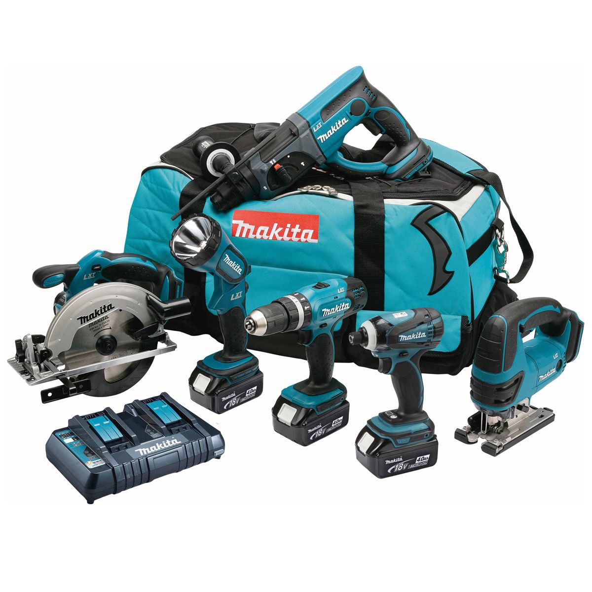 Makita DLX6017PM combiset 6-delig - 18V 4,0Ah + tas