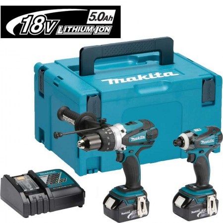 Makita DLX2005TJ 18v accu combopack met DHP458Z & DTD146Z 4.0Ah in MBox 5.0Ah 